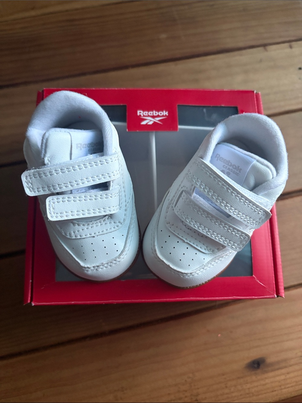Reebok White Baby Velcro Walker Shoes